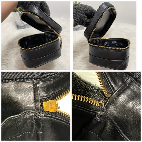 Lambskin Vanity Cosmetic Case Black #2 - Picture 11 of 15